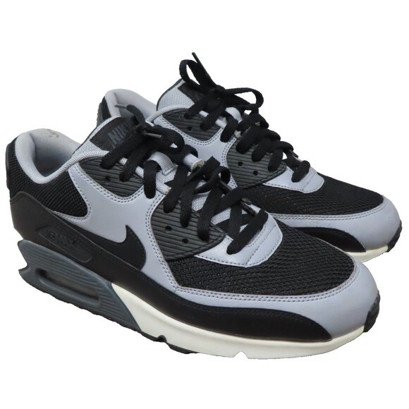 Mens Nike Air Max 90 Essential Black Wolf Grey Sneakers Shoes 537384-053 Size 9